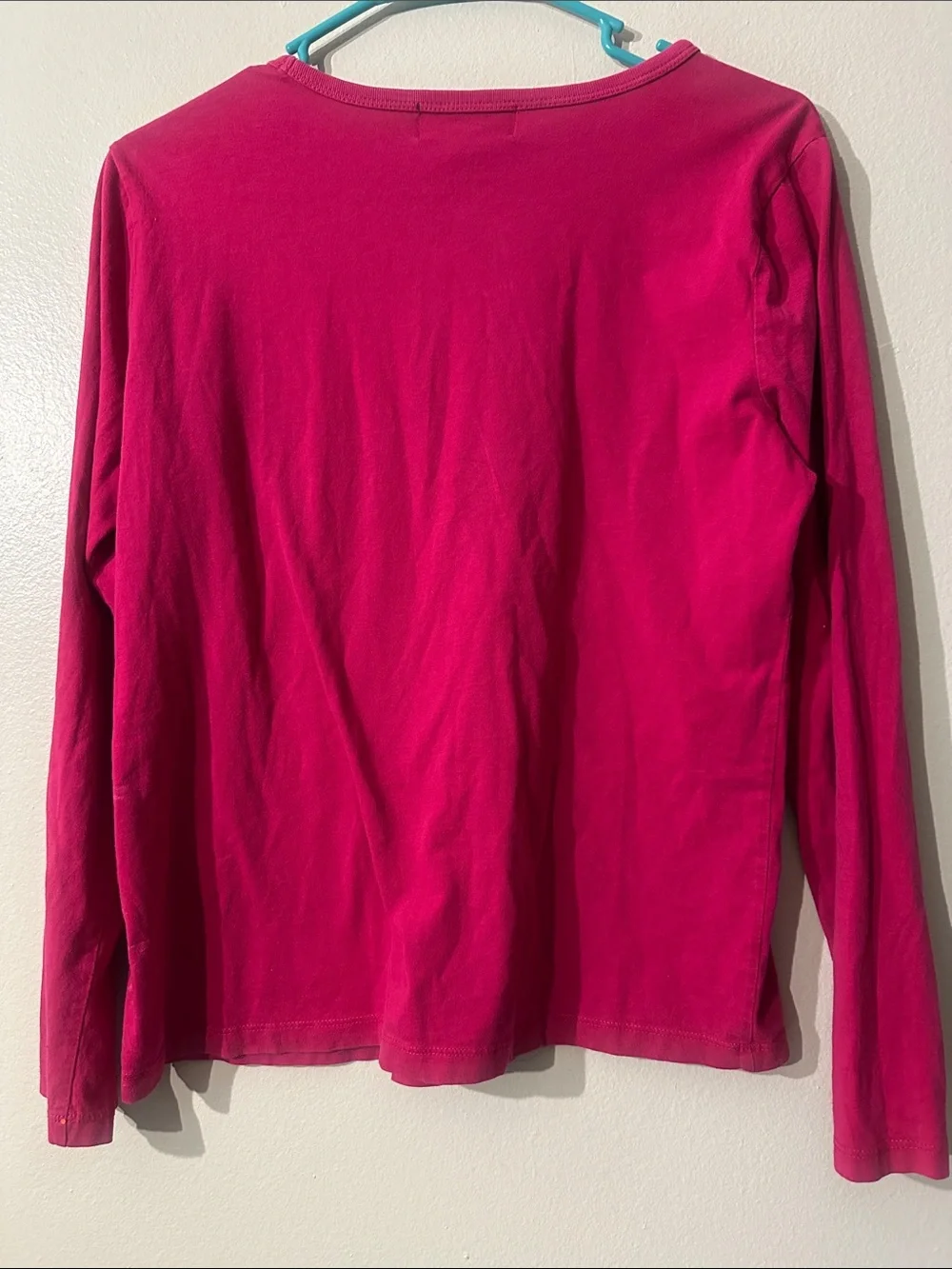 LRL Lauren Active Womens LS Top Pink W/embroidered Gold Crest Logo Cotton Sz L